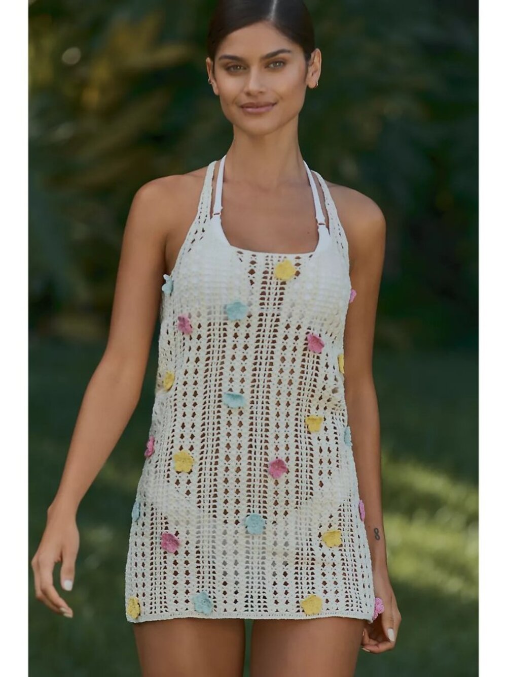 PQ Swim Zoie Flower Cover-up Mini Dress in Floret XS Small New Womens Crochet - Picture 10 of 16